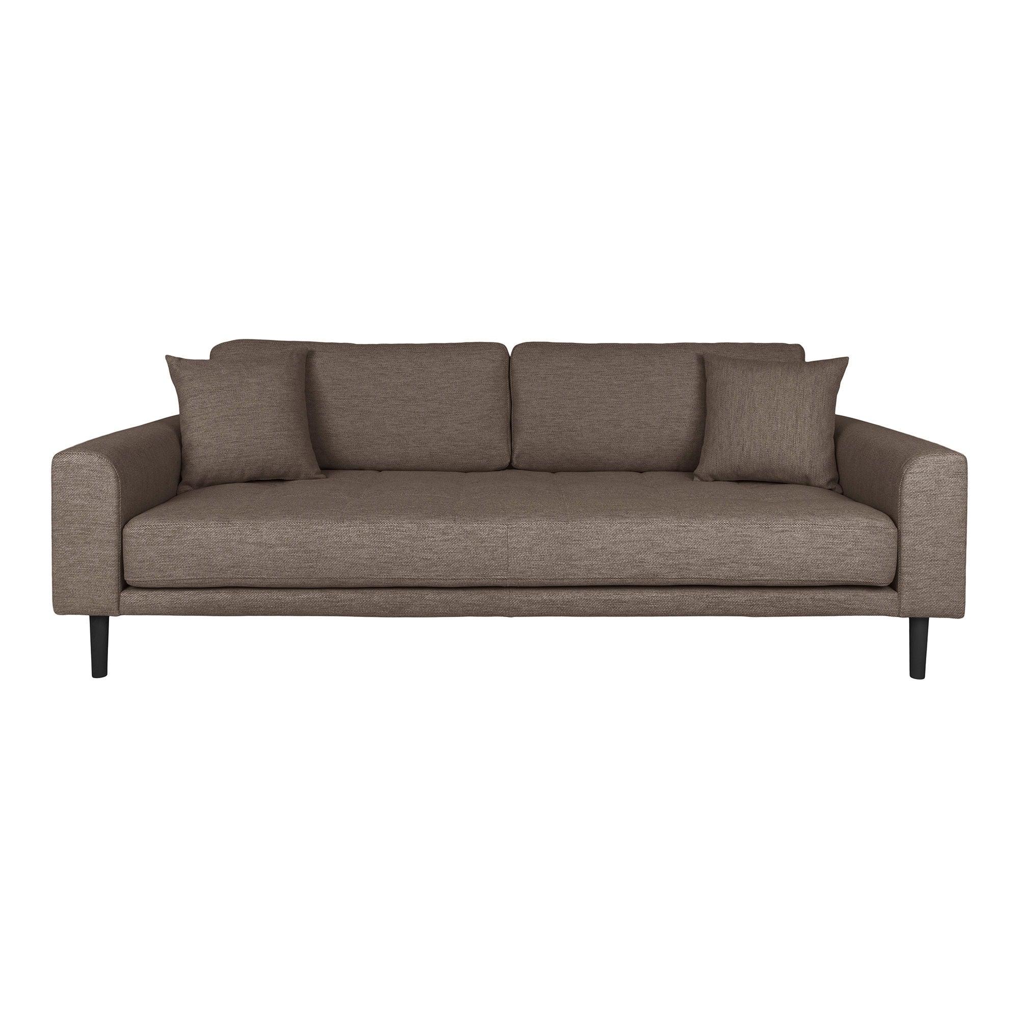 Lido – 3-Sitzer Sofa, mit zwei Kissen und Holzbeinen, 210 × 93 × 76 cm